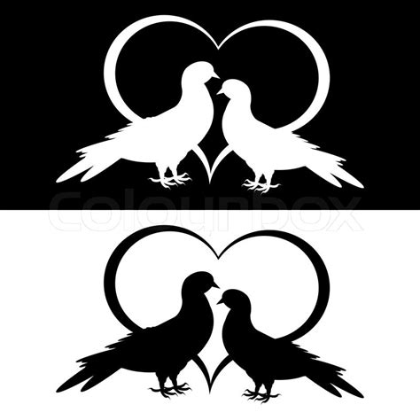 Frieden taube anmelden symbol hochzeit png hochzeits idee. Monochrome Silhouette von zwei Tauben ... | Vektorgrafik ...