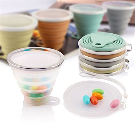 me fam 2pcs set silicone collapsible travel cup silicone folding camping cup with lids