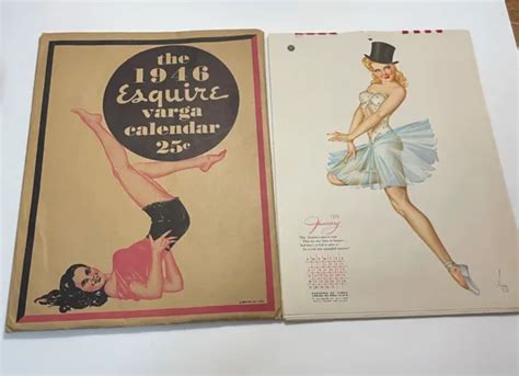 1944 Alberto Vargas Esquire Pin Up Calendar Complete With Original