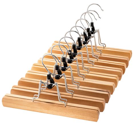 Affordable Prices Smooth Solid Wood Wooden Pants Hangers With Clips Non
