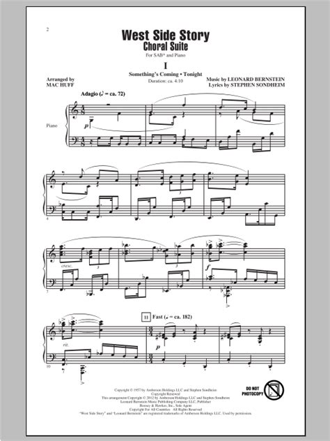 West Side Story Choral Suite Arr Mac Huff Sheet Music Leonard Bernstein SAB Choir