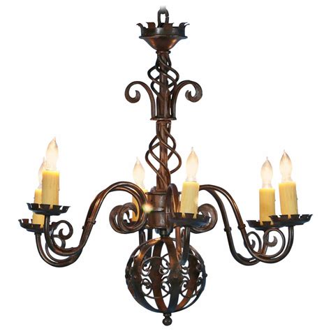 Check out our wrought iron chandelier selection for the very best in unique or custom, handmade pieces from our chandeliers & pendant lights shops. Antique Wrought Iron, Six-Light Chandelier, Denmark circa ...
