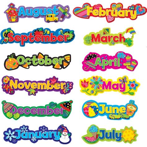 Printable Months Of The Year Clipart