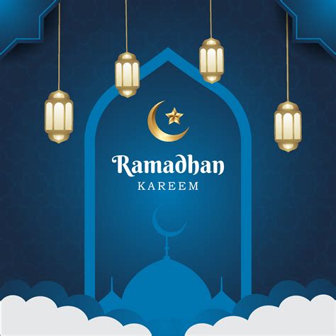 Greeting Of Ramadhan Kareem Ied Mubarak Marhaban Ya Ramadhan Blue