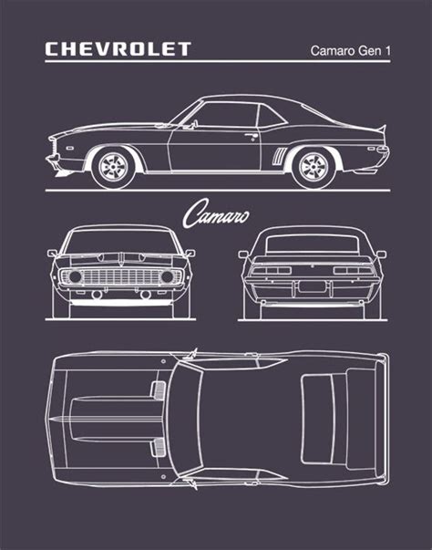 Auto Art Patent Prints Car Art Chevrolet Camaro Gen 1 Blueprint