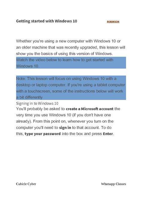 Solution Getting Started With Windows 10 Handout By Rob Studypool