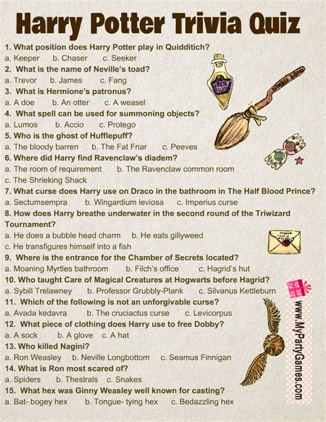 Harry Potter Trivia Questions And Answers Multiple Choice Coloring Pages Blog