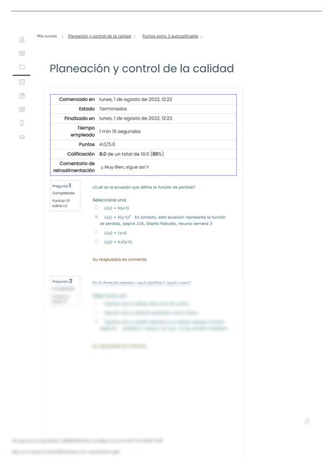 Solution Planeaci N Y Control De La Calidad Semana Autocalificable Studypool