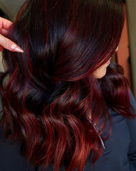 Level 3 Dark Hair With Red Highlights Red Highlights In Brown Hair
