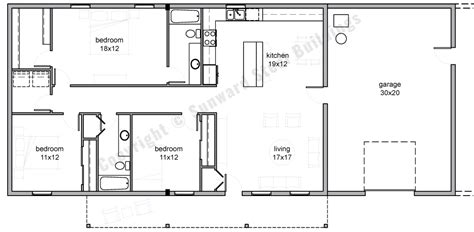 Simple 2 Bedroom Barndominium Floor Plans