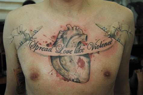 Chest Heart Lettering Fonts Tattoo By Mai Tattoo