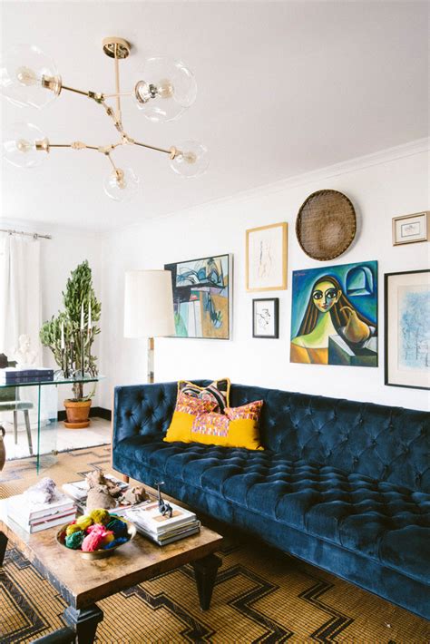 How To Decorate Around A Dark Blue Sofa Leadersrooms