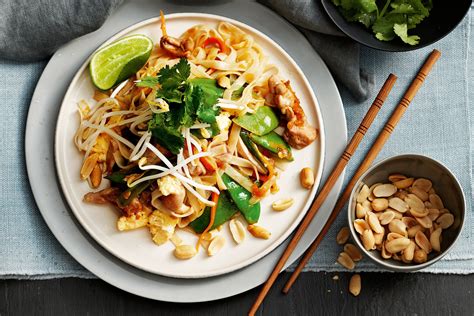 This easy chicken pad thai recipe combines tofu, bean sprouts and linguine in place of traditional rice noodles. chicken pad thai recipes