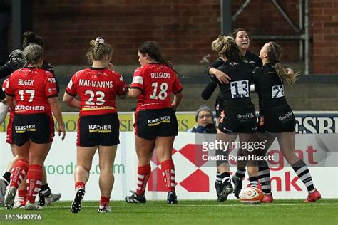 Tess Feury Of Leicester Tigers Celebrates With Teammates After News