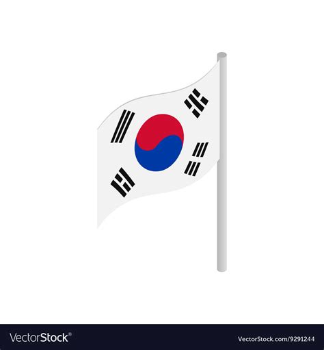South Korea Flag Icon Isometric 3d Style Vector Image