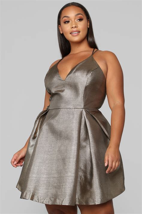 Avenue Metallic Dress Gold Fashion Nova