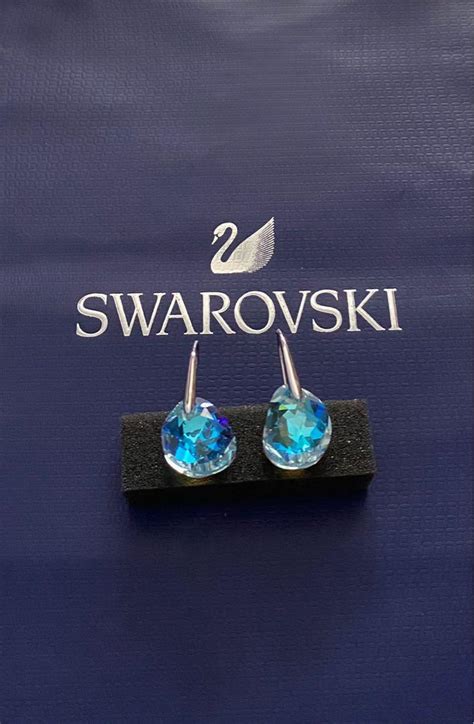 Swarovski Galet Earrings Blue Crystal Drop Luxury Accessories On