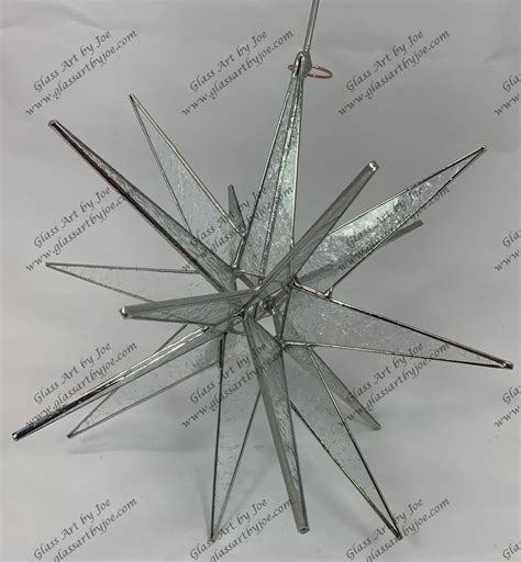 Moravian Star Tree Topper Clear Glue Chip Glass Christmas Tree 18 Point