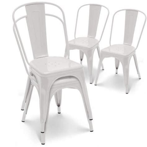 Chaise en métal blanc empilable lot de 4  Achat/Vente chaise salle a