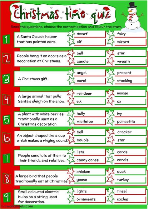 Christmas Time Quiz Worksheet Artofit