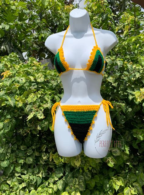 jamaican crochet bikini jamaican swimwear etsy