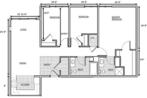 √ Beautiful 3 Bedroom Floor Plan With Dimensions 9 Impression