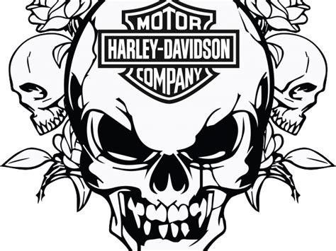 Find Hd Free Harley Davidson Clipart Stencil Skull Vector Png Free