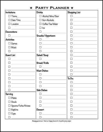 Free Party Planner Checklist Snappy Gourmet