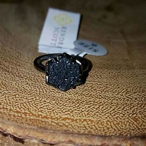 Kendra Scott Black Druzy Prynite Ring Size 6 Black Druzy Kendra