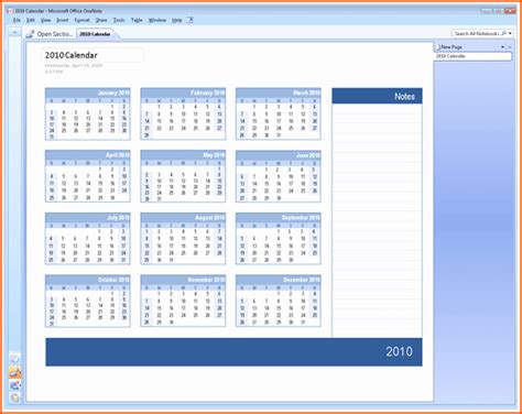 Microsoft Excel Calendar Template