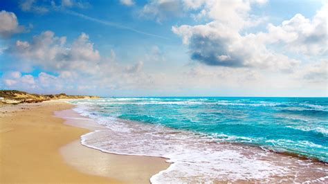 Wallpaper Sunlight Sea Bay Shore Sand Sky Clouds Beach Coast