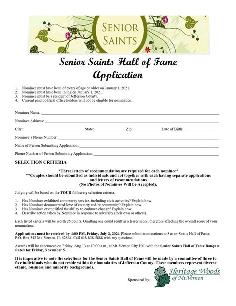 Senior Saints Hall Of Fame Nomination Forms Now Available Wmix Fm