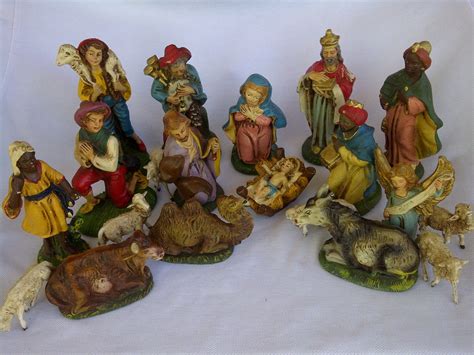 Vintage 5 20pc Italian Nativity Scene Set Marked Italy
