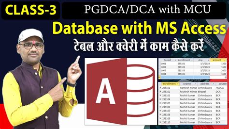 Class 3 Database Using Ms Access Ms Access Working With Table And