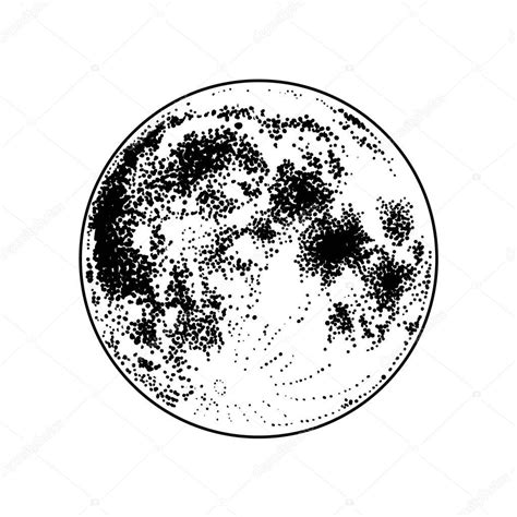 The Full Moon Vector Hand Drawn Illustration Dark Tattoo Design