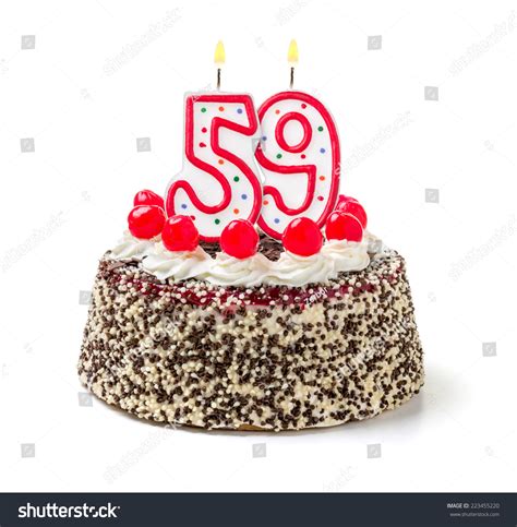 Birthday Cake Burning Candle Number 59 Stock Photo 223455220 Shutterstock