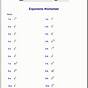 Evaluating Expressions With Exponents Worksheets