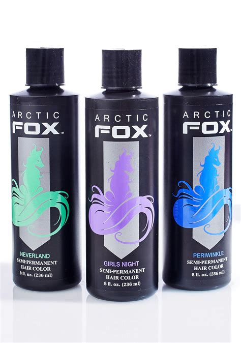 This shade can even give virgin unbleached hair deep violet tones; Arctic Fox Girls Night Hair Dye | Dolls Kill