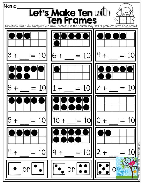 1st Grade Math Worksheet Free Printable Ten Frame