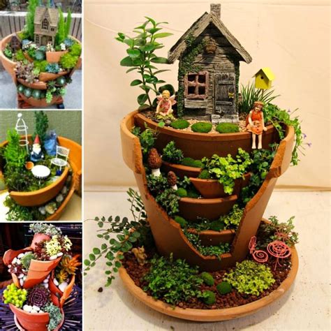 How To Make A Fairy Garden In A Flower Pot Give Your Broken Pots A