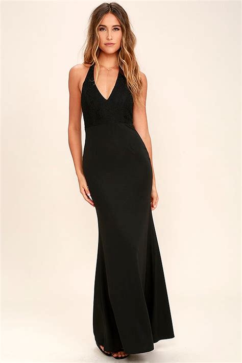 Lovely Black Dress Halter Dress Maxi Dress Lace Dress 84 00 Lulus