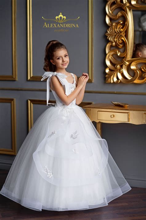 White Lily Alexandrina Princess Flower Girl Dresses Cotillion