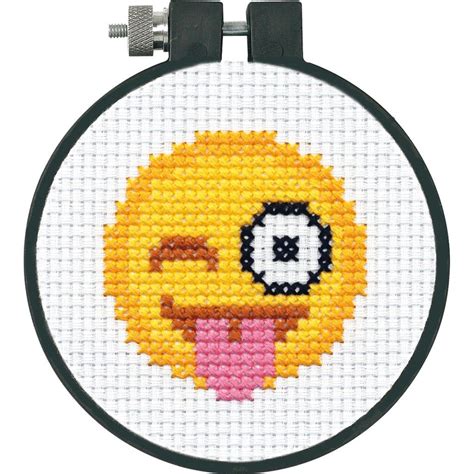 Cross stitch is a technique of thread embroidery which is very relaxing. Dimensions® Counted Cross Stitch Kit, Tongue-Out Emoji ...