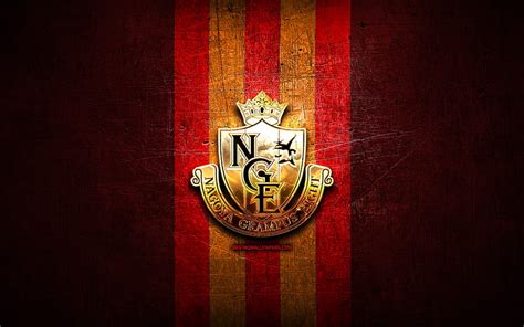 Nagoya Grampus Fc Golden Logo J1 League Red Metal Background