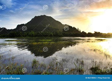 Morning Sunrise At Tasoh Lake Perlis Malaysia Stock Photo Image Of