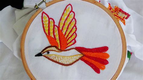 Hand Embroidery Bird Embroidery Fly Stitch Stem Stitch YouTube