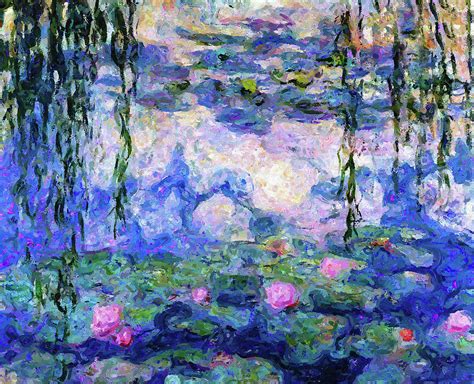 Spring Water Lilies After Monet Abstract Realism Mixed Media By