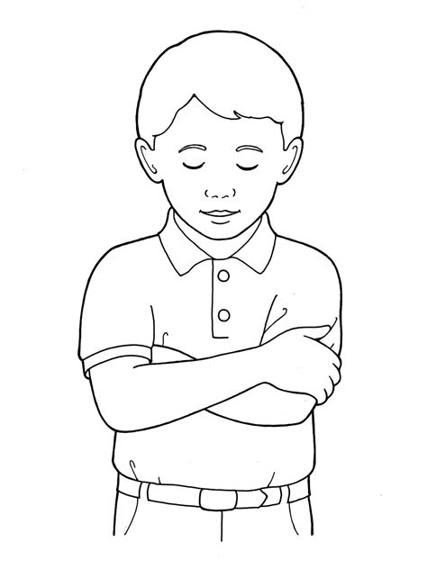 Picture Of Little Girl Praying Black And White Clipart
