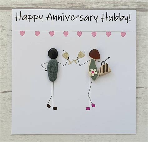 Unique anniversary card for hubby handmade pebble card for | Etsy ...