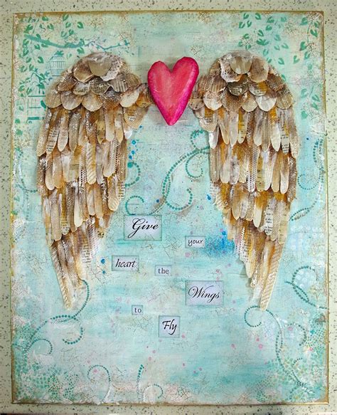 Providing a pop of color and a splash of springtime style, this oil painting print is a lovely focal point for any room in your home. Give your heart wings mixed media canvas with Michelle